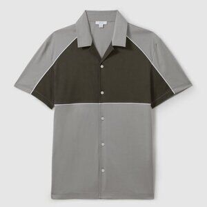 Reiss Men's Gino Short Sleeve Multicolor Color Block Shirt- Large -New with Tags